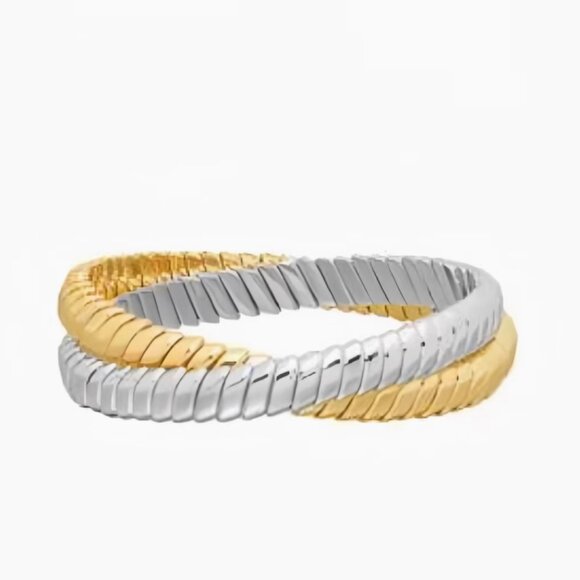 Roxanne Assoulin Double Cobra Two-Tone Bracelet (Gold and Silver) - Picture 1 of 11